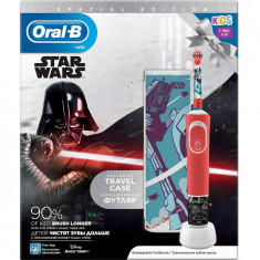 Periuta de dinti electrica Oral-B Vitality Star Wars pentru copii 7600 oscilatii/min, Curatare 2D, 2 programe, 1 capat, 4 stickere incluse, Trusa de c