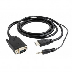 Cablu video Gembird HDMI Male - VGA Male + Jack 3.5mm Male 5m Negru foto