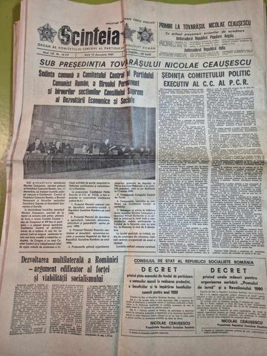 ziarul scanteia 12 decembrie 1989 - foto municipiul resita
