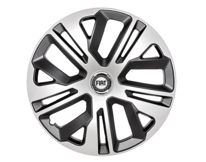 Set 4 capace roti 16`` Raven Gri-Negru, Compatibile cu Fiat