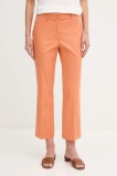 Sisley pantaloni culoarea portocaliu, fason tigareta, medium waist, 4ENMLE02X