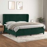 vidaXL Pat box spring cu saltea, verde &icirc;nchis, 200x200 cm, catifea 3129294