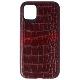 Husa iPhone 11 Burgundy, piele crocodil, TPU, protectie premium