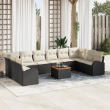 vidaXL Set canapea grădină 11 pcs Negru, alb Mare Ratan