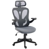 HOMCOM Scaun de Birou Ergonomic cu Tetieră 2D, Cotiere 3D, &Icirc;nălțime Reglabilă, Mesh Respirabil, Gri &Icirc;nchis | Aosom Romania