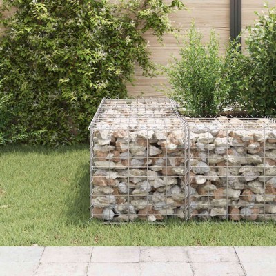 Strat &amp;icirc;nălțat cub gabion, 50 x 50 x 50 cm, s&amp;acirc;rmă de oțel foto