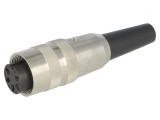 Conector M16 Mufă Mamă 5 PIN 5A 250V Drept pentru Lipire pe Cablu, Lumberg