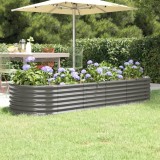 vidaXL Strat &icirc;nălțat grădină gri 224x80x36cm oțel vopsit electrostatic