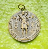 H42-Medalion vechi CATACOMBELE DIN ROMA- BONUS PASTOR- IISUS HRISTOS cu mielul-Basilica San Pietro bronz anii 1900-1930 stare buna