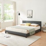 Corium&reg; Pat frantuzesc modern, tapitat Rioja, imitatie de piele,180 x 200 cm, gri inchis, fara saltea HausGarden Leisure, [Corium]