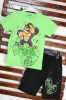 Compleu Copii Yves Grim Verde, 100% Bumbac, 6-14 Ani: Tricou + Sort