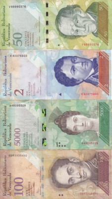VENEZUELA lot 4 bancnote diferite VF/VF+++!!! foto