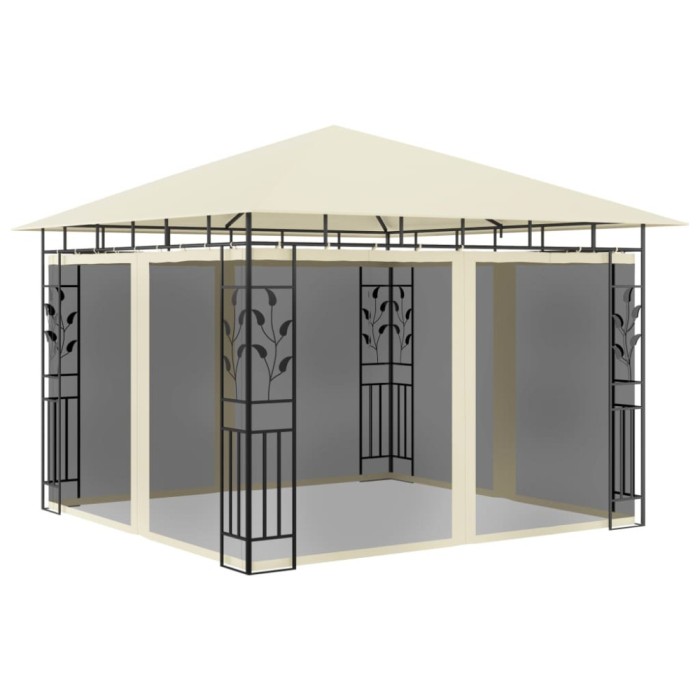 vidaXL Pavilion cu plasă anti-ț&acirc;nțari, crem, 3x3x2,73 m, 180 g/m&sup2; 47969