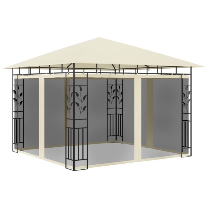 vidaXL Pavilion cu plasă anti-ț&acirc;nțari, crem, 3x3x2,73 m, 180 g/m&sup2;