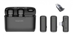 Set 2 Microfoane Lavaliera Wireless DolphinMC&reg; , compatibil cu iPhone, iPad, Samsung, Huawei, Xiaomi, Carcasa de Incarcare Plug and Play, Android, Ios