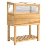 Outsunny Jardinieră &icirc;naltă cu seră din lemn, ladă de plantare ridicată cu capac rabatabil, raft, material nețesut, ergonomic | Aosom Romania