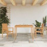 Set Gradina vidaXL, 3 Piese, Lemn Tec Masiv, Masa 110cm, Scaune Stivuibile, Mobilier Exterior Durabil