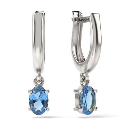 Cercei din argint cu cristale Aquamarine model 42 foto