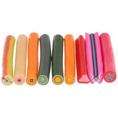 Fluturaș, fruct și cerc - bețe decorative fimo, 9buc foto
