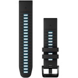 Curea ceas smartwatch Garmin, 22mm, QuickFit, Silicon, Black/Cirrus Blue