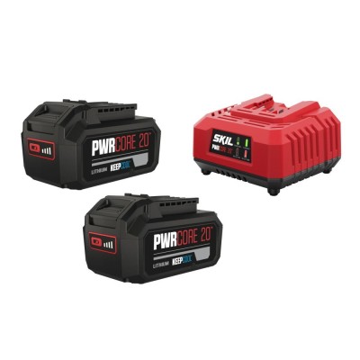 SKIL 3112 BA, Set incarcator si doi acumulatori Li-Ion 20V Max, 4.0Ah, PWRCORE 20, indicator LED foto