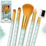 Set de 5 pensule cosmetice multifuncționale de machiaj, verde mentă