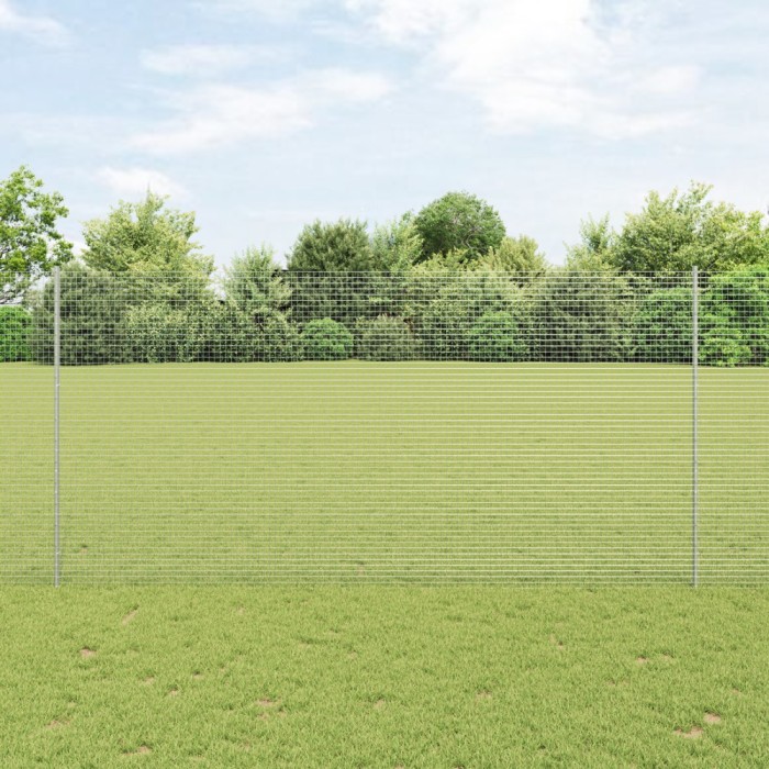 vidaXL &Icirc;mprejmuire din s&acirc;rmă sudată cu 10 st&acirc;lpi U Argint 1.6x10 m Oțel