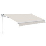 Outsunny Copertina pentru soare cu brate si actionare manuala, din aluminiu si poliester pentru exterior, 200x250 cm, alb crem | AOSOM Romania