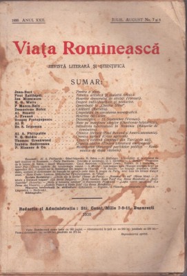 C6806N Viața Rom&amp;icirc;nească, 7-8/1930, Iași foto