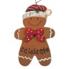 Ornament Brad Crăciun Vintage, Lemn, Omulet Tartă Dulce, Fundiță Roșie Cu Buline, 5.5x8 cm, Oem