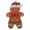 Ornament Brad Crăciun Vintage, Lemn, Omulet Tartă Dulce, Fundiță Roșie Cu Buline, 5.5x8 cm