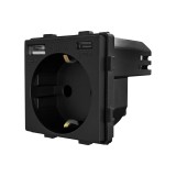 Cumpara ieftin Priza modulara simpla cu USB-A si USB-C Luxion, negru