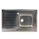 Chiuveta bucatarie inox satinat Doruq 1402, dreptunghiulara, cuva pe dreapta, 80 x 50 cm, adancime cuva 12 cm