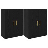 vidaXL Dulap montat pe perete 2 pcs Stejar Negru 69,5 x 34 x 90 cm 3394514