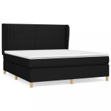 Cumpara ieftin Pat box spring cu saltea, negru, 160x200 cm, textil