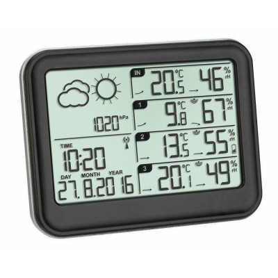 Statie meteo cu 3 transmitatoare wireless TFA, LCD, raza 60 m foto