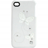 Cumpara ieftin Husa din piele cu Crystal Swarovski Iphone 4/4s, Trexta, alba