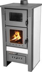 Soba ceramica TAURUS alba 12 kW cu cuptor, evacuare 120 mm