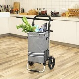 Cumpara ieftin Carucior pentru cumparaturi, Songmics, Gri, 44x35x100 cm