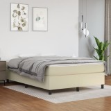 VidaXL Cadru de pat box spring, crem, 140x190 cm, piele ecologică