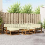 vidaXL Set de canapele de exterior cu pernă 7 pcs Natural și Crem 3367868