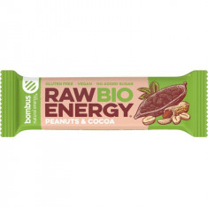 Baton Energizant cu Arahide si Cacao Bio Raw Energy 50 grame Bombus