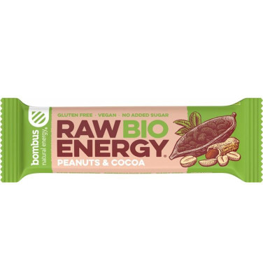 Baton Energizant cu Arahide si Cacao Bio Raw Energy 50 grame Bombus foto