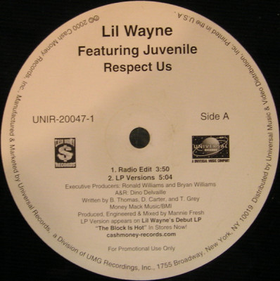 Vinil Lil Wayne &amp;ndash; Respect Us / Drop It Like It&amp;#039;s Hot / Young Playa 12&amp;quot; (VG+) foto