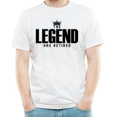 Tricou personalizat, The Legend has Retired, cu mesaj de pensionare barbati, culoarea alb, marimea XL