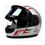 Casca Moto/Scuter Full Face FIXATO, Viziera Dubla, Marime Universala 59-62cm, Gri cu Rosu