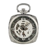 Ceas de buzunar Gorben P009 Argintiu - Steampunk Mecanic, Afisaj cu Cifre Romane, Cu Lant Vintage Retro