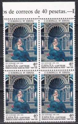 Spania 1985 - Festivalul Cultural European Europalia `85 Espana, Bloc de 4, MNH foto