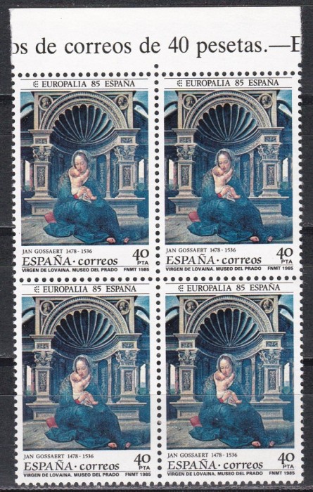 Spania 1985 - Festivalul Cultural European Europalia `85 Espana, Bloc de 4, MNH