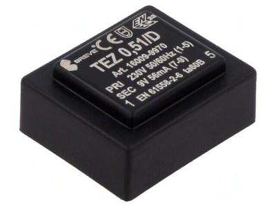 Transformator &amp;icirc;ncapsulat 0,5VA 230VAC 9V PCB IP00 TEZ 28mm foto